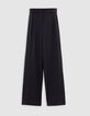 Schwarze Hose mit weitem Bein für Damen-7