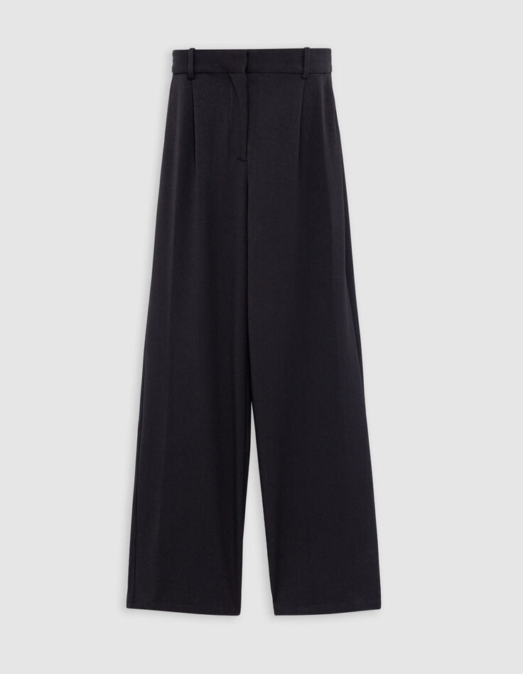 Schwarze Hose mit weitem Bein für Damen-7