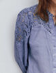 Women’s blue acid-washed blouse with embroidery-5