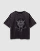 Camiseta gris algodón mensaje y mariposa niña-2