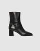Boots à talon noires cuir zippées Femme-1
