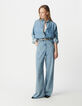 Chemise manche longue en jean bleu coton bio loose Femme-8