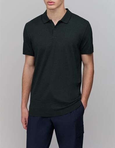 Herren Poloshirt aus Baumwolle und Modal in Flaschengr&uuml;n - IKKS