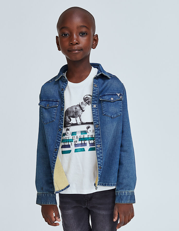 Surchemise en jean bleu garçon-6