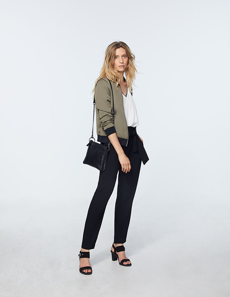 Bombers kaki en satin réversible visuel brodé dos femme-6