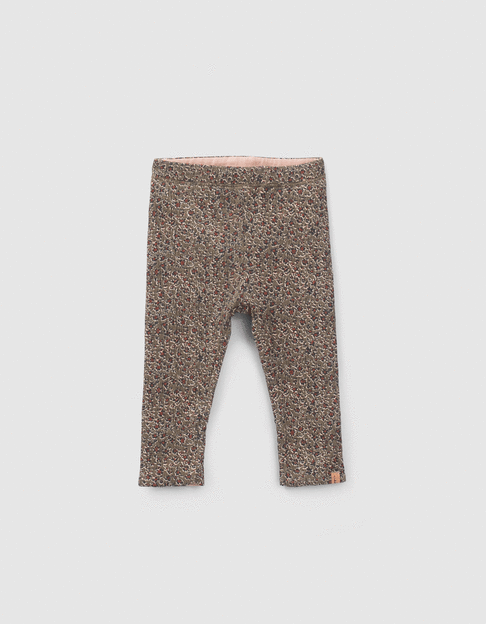 Leggings reversibles caqui leopardo floral rosa bebé niña - IKKS