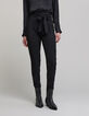 Schwarze Damenchiffonhose mit hohem Bund-2