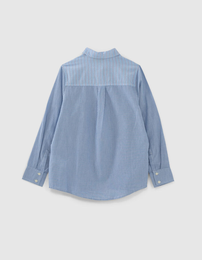 Camisa light blue con rayas en contraste niña - IKKS