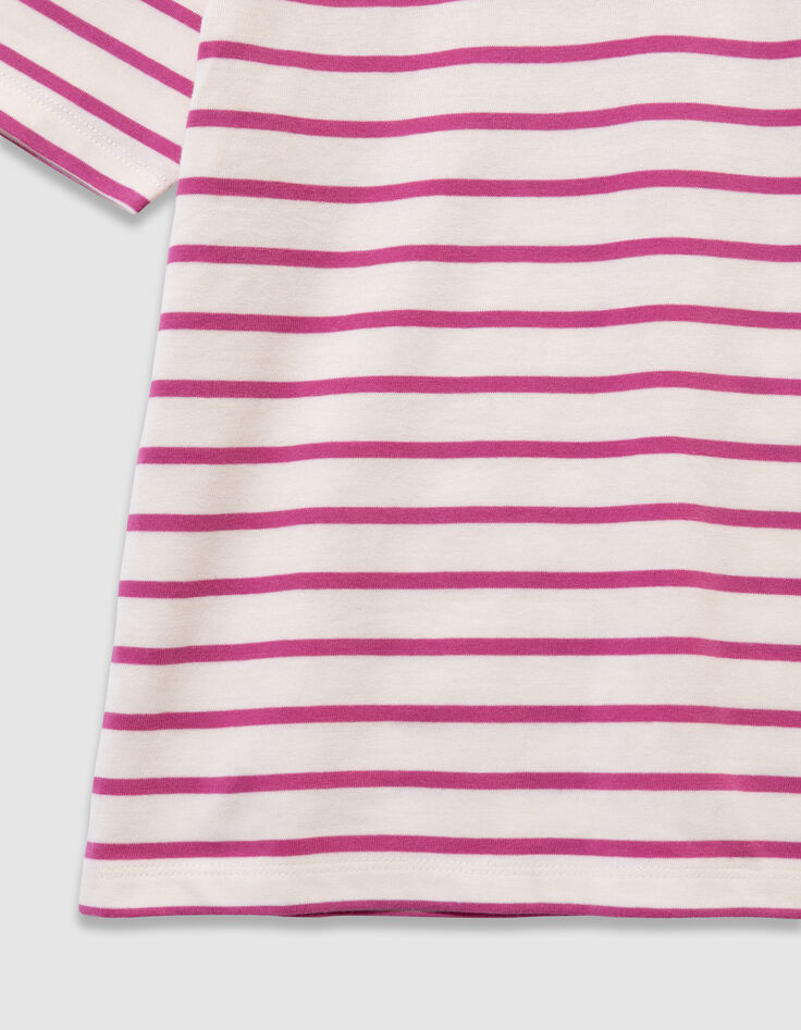 Girls’ organic cotton sailor T-shirt with pink stripes-6