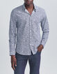 Chemise SLIM marine bio imprim&eacute; micro-fleurs Homme-1