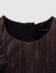 Girls’ pink lamé pleated dress with asymmetric ruffle-2