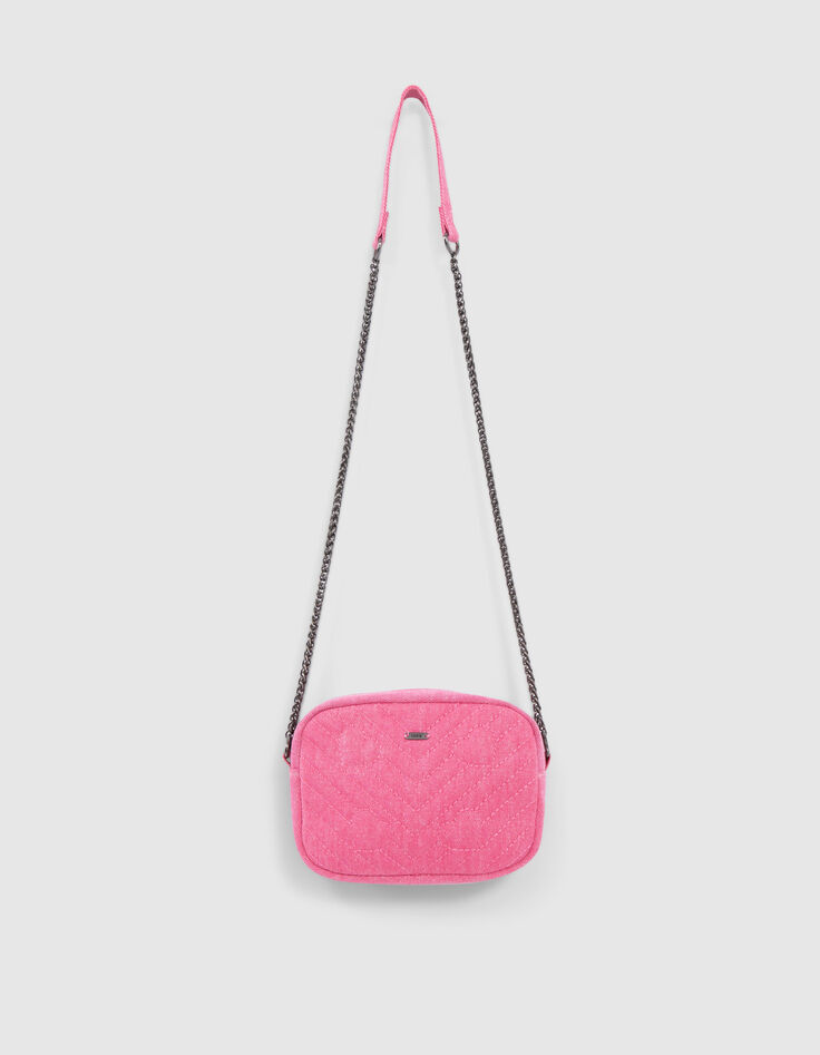 Rosa M&auml;dchenhandtasche mit Herzsteppn&auml;hten-2