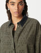 Vestido camisero caqui algodón orgánico broderie anglaise Mujer-4