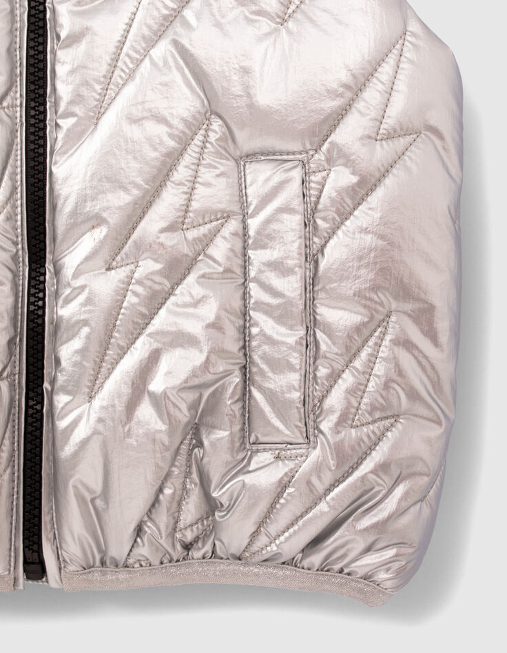 Girls&rsquo; silver quilted lightning bodywarmer-5
