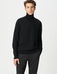 Pull col roulé noir tricot coton cachemire Homme-2