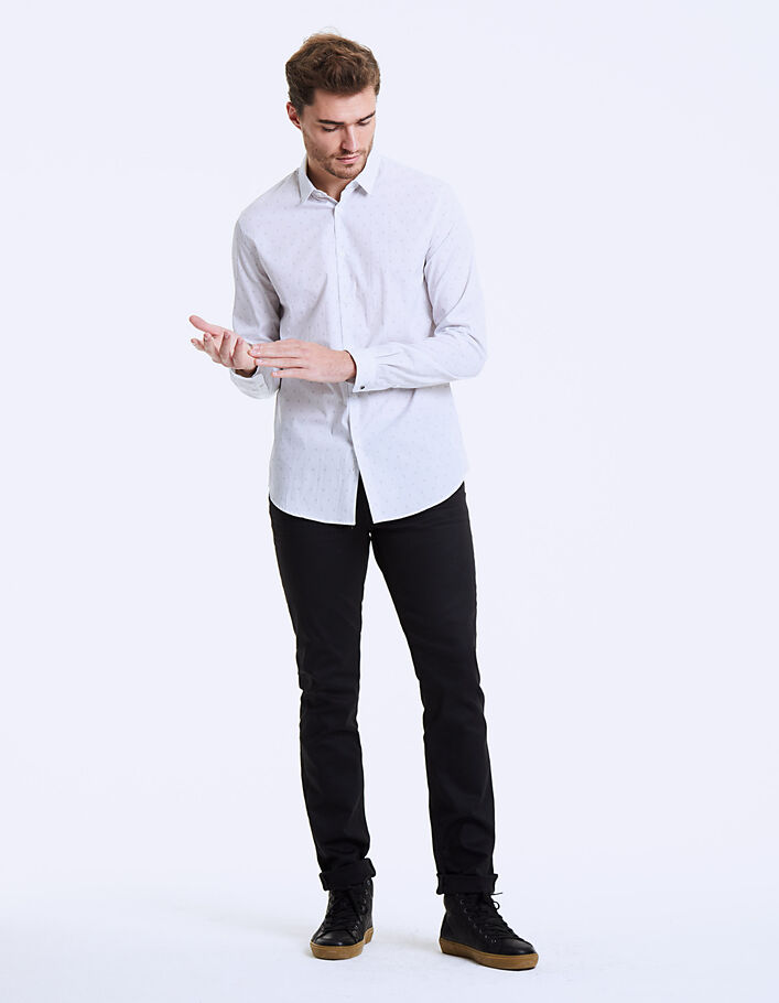 Men’s white Albini® checked slim shirt - IKKS