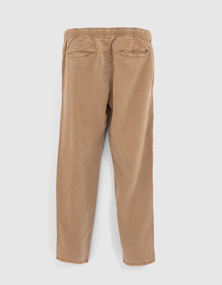 Beige Herrenjogginghose aus Lyocell&reg; mit Gummizug am Bund-6