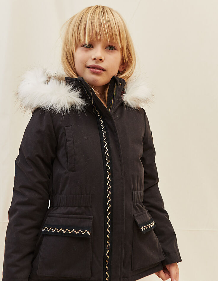 Schwarzer Mädchenparka-7