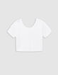 Pull blanc tricot fantaisie réversible devant/dos fille-4