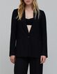 Schwarze Damen Schalkragen Anzugjacke-2