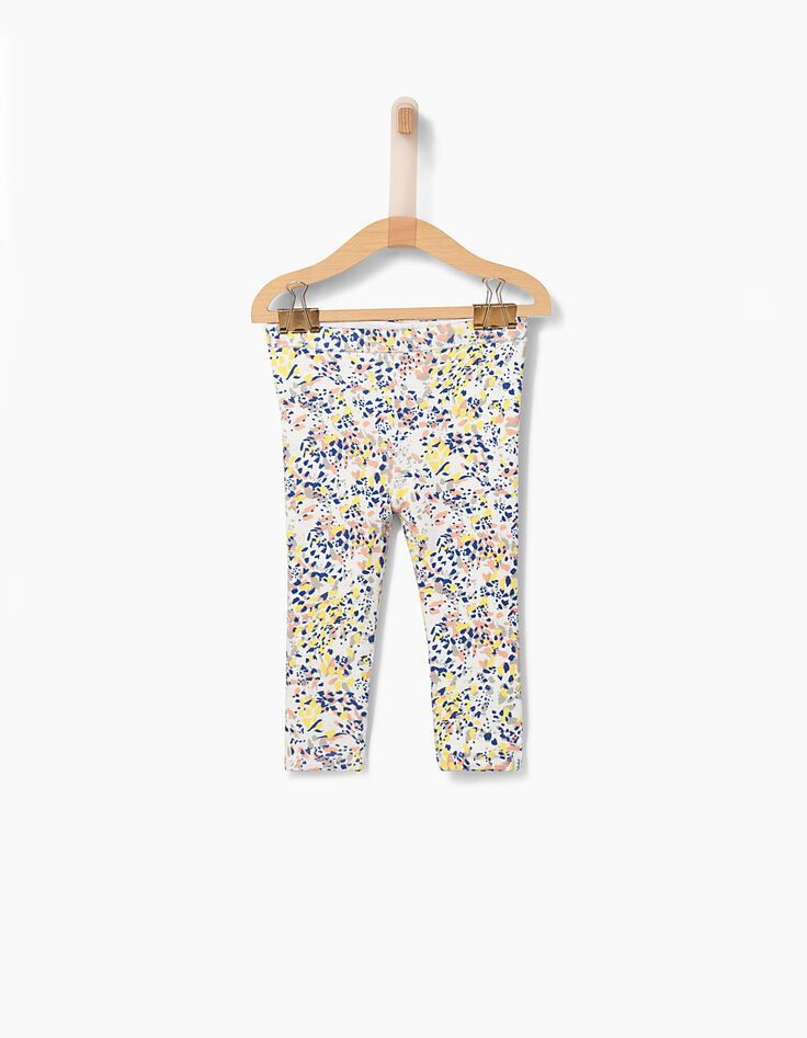 Leggings réversible blanc et imprimé bébé fille-1