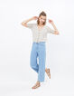 Top blanco roto estampado hojas I.Code-4