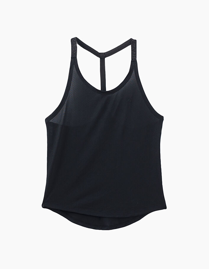 Women's black strap LEOTEE YUJ x IKKS yoga tank top