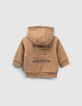 Cardigan réversible camel et gris imprimé bébé garçon-4