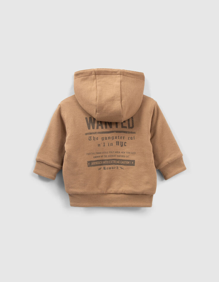 Cardigan réversible camel et gris imprimé bébé garçon-4