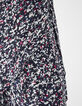 Women’s navy tachist print A-line wrap skirt-5
