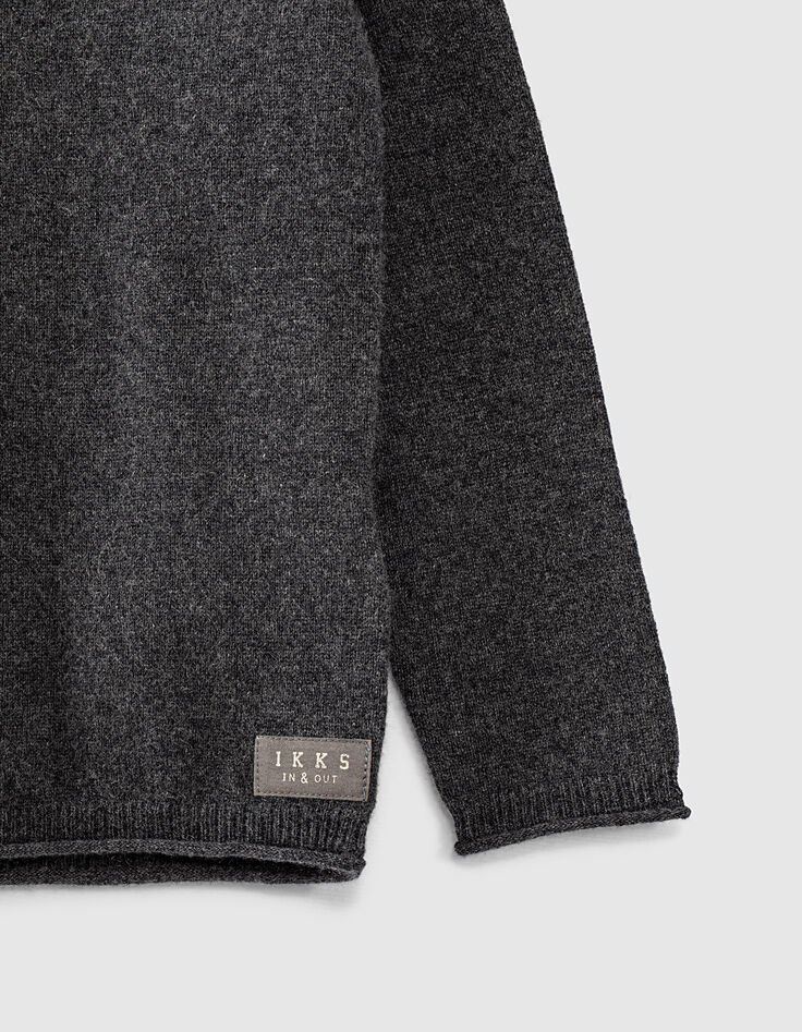 Anthrazitgrau melierter Jungenpullover aus 100&nbsp;% Kaschmir -3