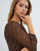 I.Code black, cognac small heart print top-2