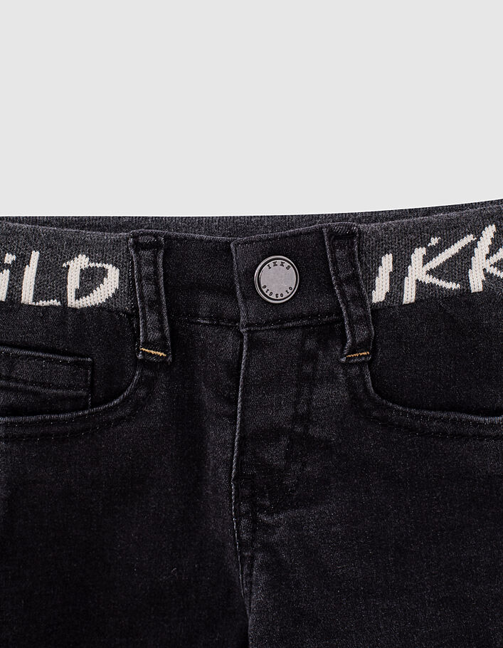 Baby boys’ black worn-out look ribbed waistband jeans - IKKS
