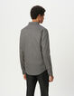 Chemise slim marine coton bio imprimé minimaliste Homme-3