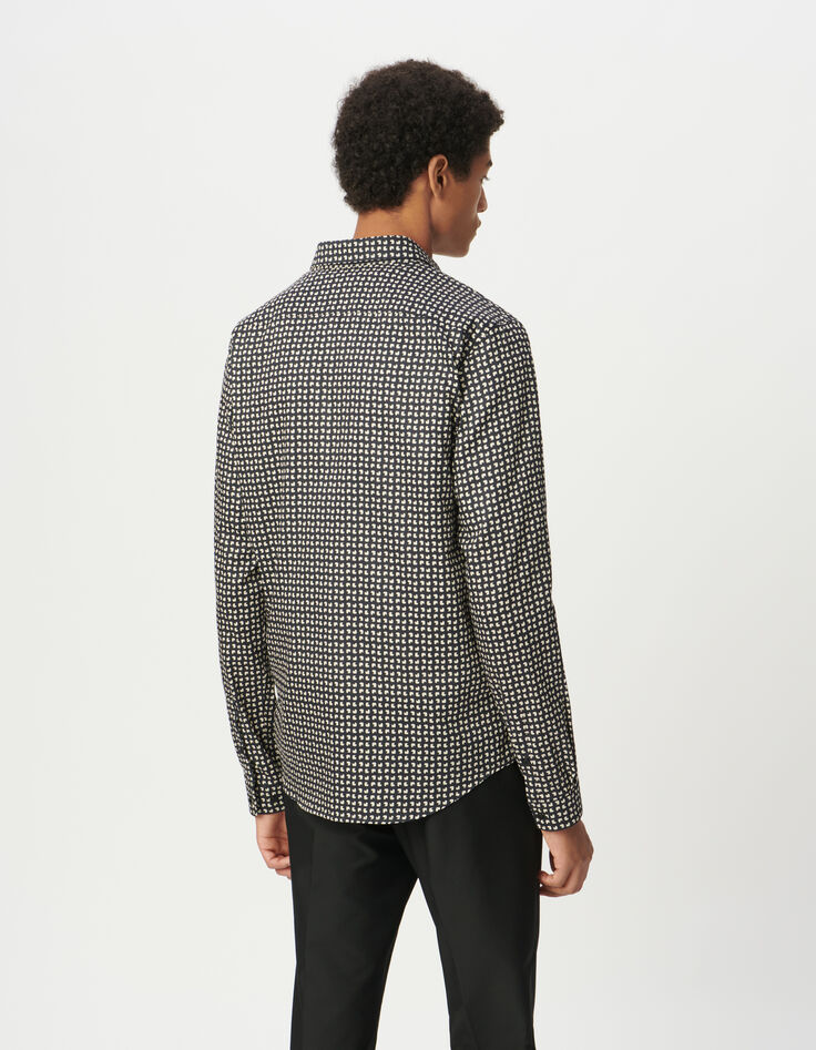Chemise slim marine coton bio imprimé minimaliste Homme-3