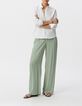Pantalon fluide vert LENZING&trade; ECOVERO&trade; ethnique Femme-4