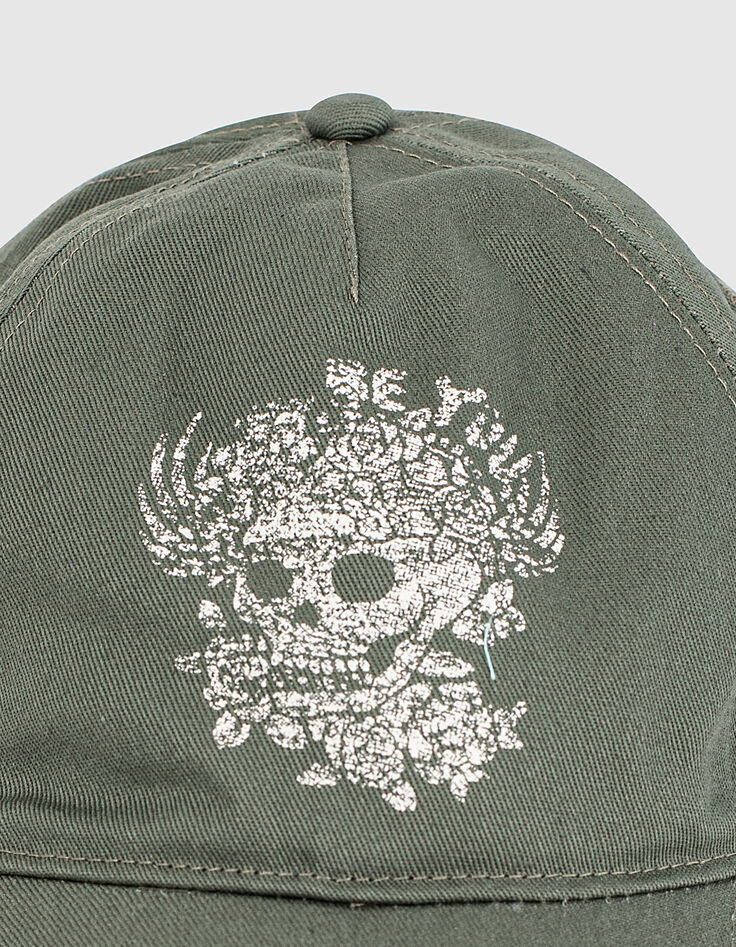 Casquette kaki used avec tête de mort fille -4 Casquette kaki used avec tête de mort fille -4