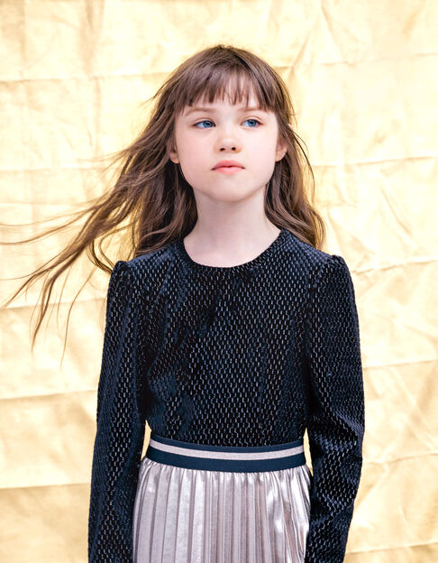 Zwart T-shirt fluwelen tricotstof jacquard lurex meisjes