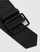 Ceinture large noire en cuir perforé Femme-5
