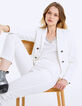 Pantalón sastre tobillero de algodón lino blanco roto mujer-1