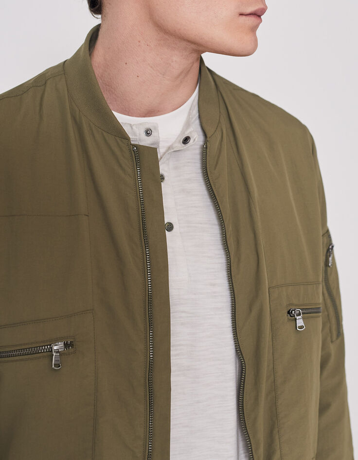 Men’s light khaki nylon bomber jacket-5