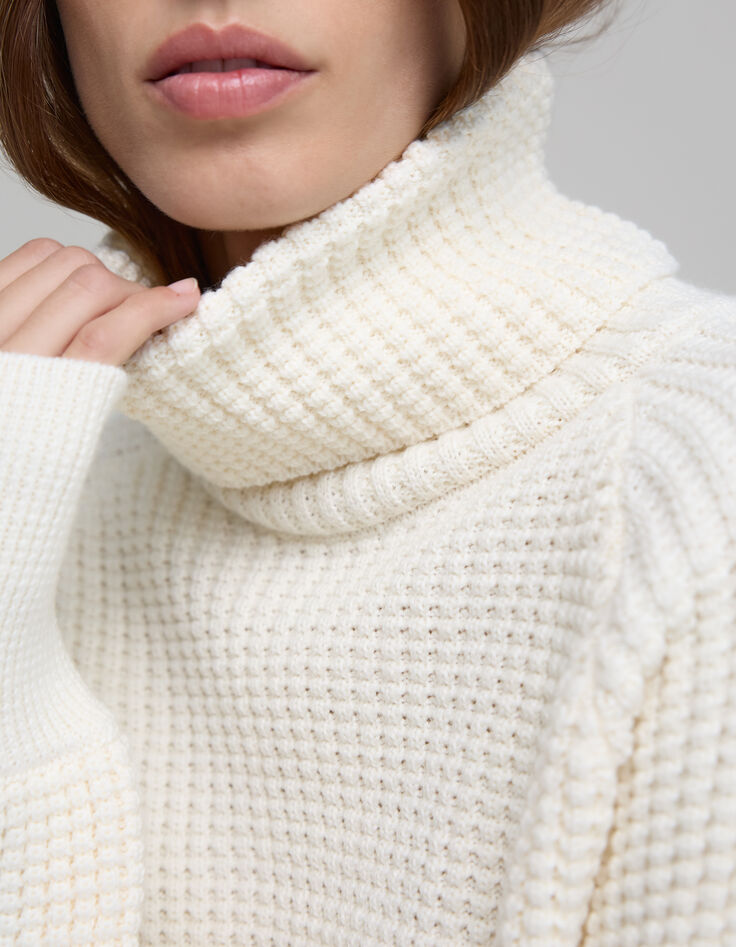 Women&rsquo;s ecru knit Rock badge IKKS x DUVILLARD sweater-5
