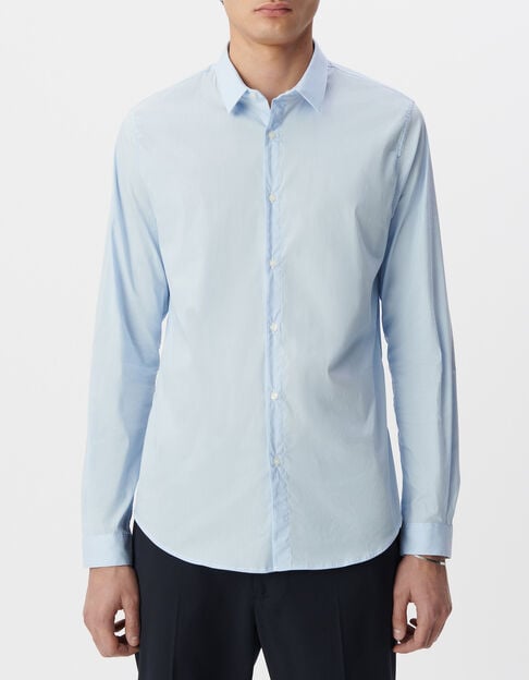 Camisa SLIM azul cielo rayas finas Hombre - IKKS