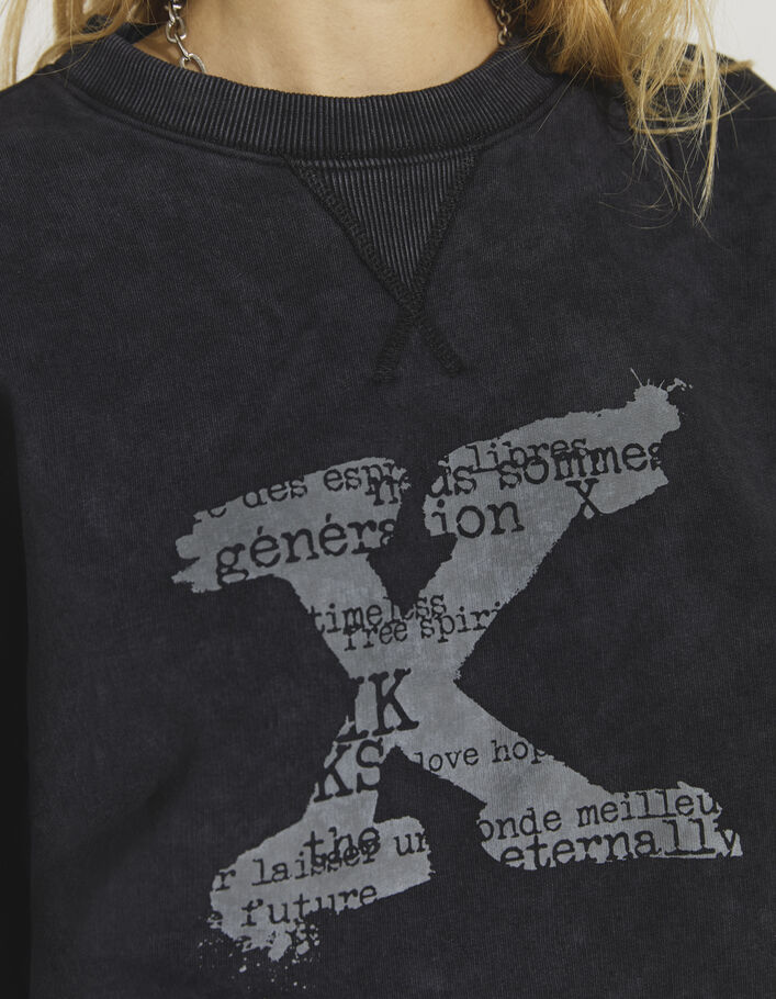 Schwarzes Oversize-Damensweatshirt mit X-Kultmotiv - IKKS