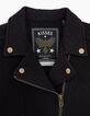 Cardigan noir esprit motard molleton matelassé fille-4
