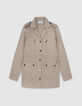 Veste saharienne beige broderies épaules Femme-6