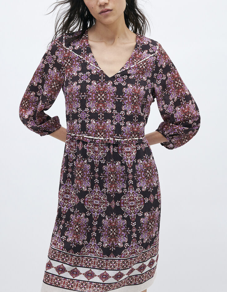 Kurzes Damenkleid im Bohemien-Print-1