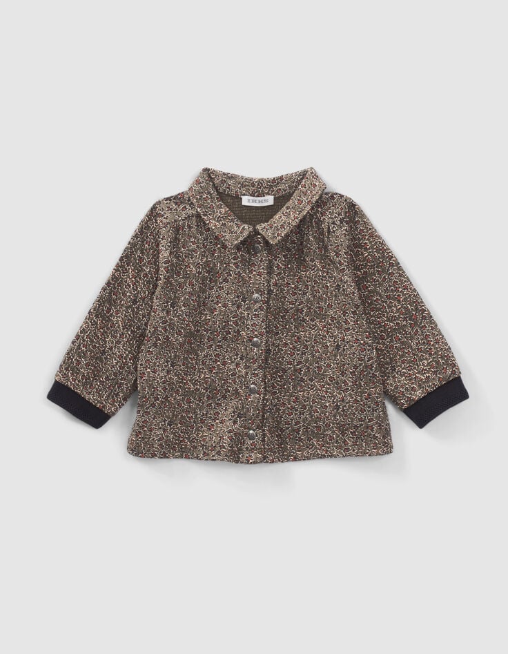Kaki blouse luipaard-bloemenprint babymeisjes-1