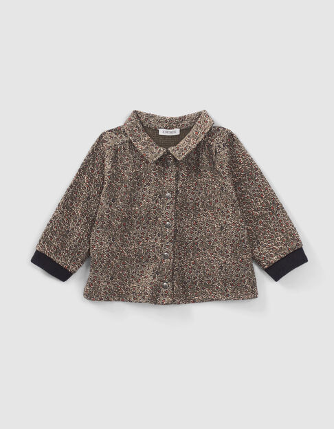 Kaki blouse luipaard-bloemenprint babymeisjes - IKKS