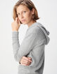 Pull &agrave; capuche gris tricot 100% cachemire Femme-5